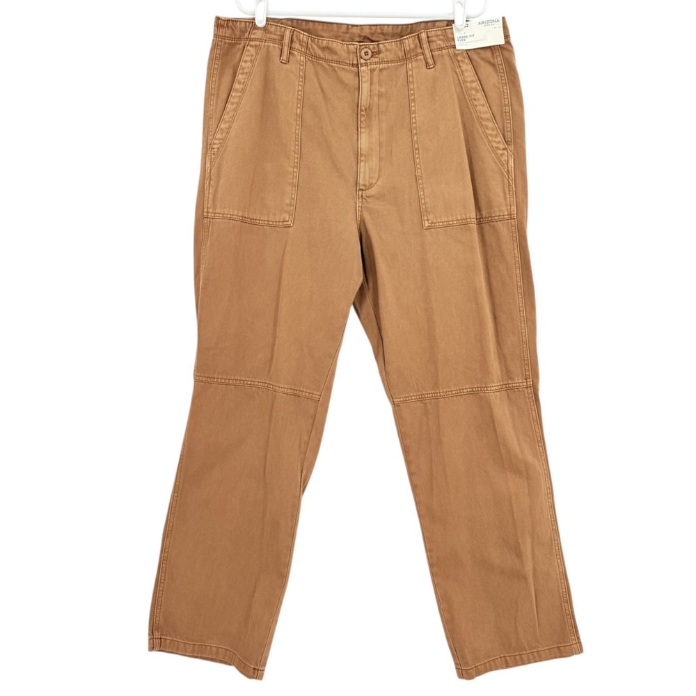 Arizona Jean Co. Men's Loose Fit/Leg  Flex Plymouth Brown Casual Pants 38x32 NWT
